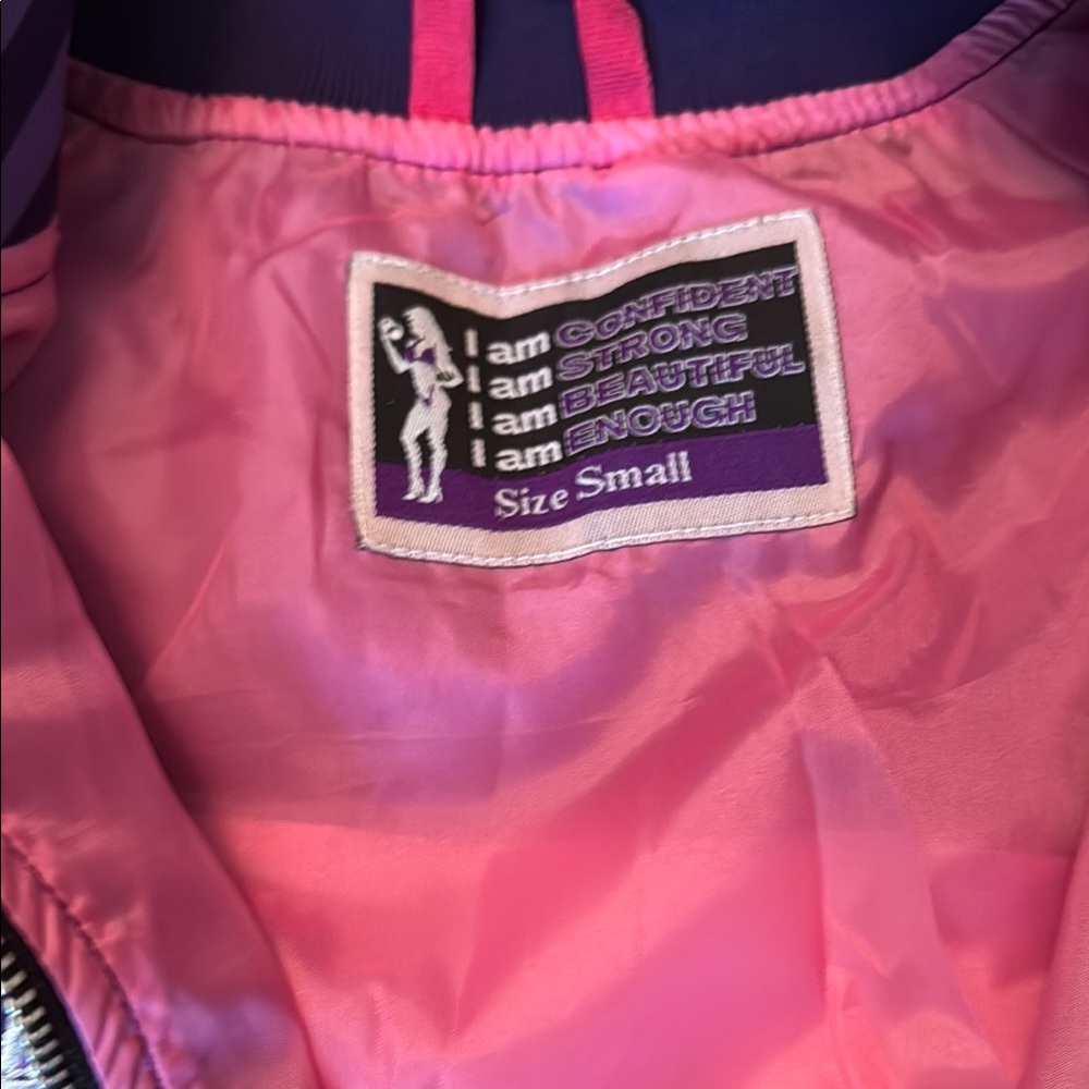 Purple Satin Bomber Jacket with Ribbed Trim - Picture 2 of 3